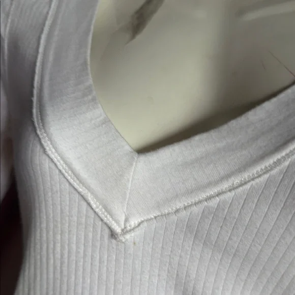 Free People Cream Ribbed Fitted Blouse - Picture 3 of 5